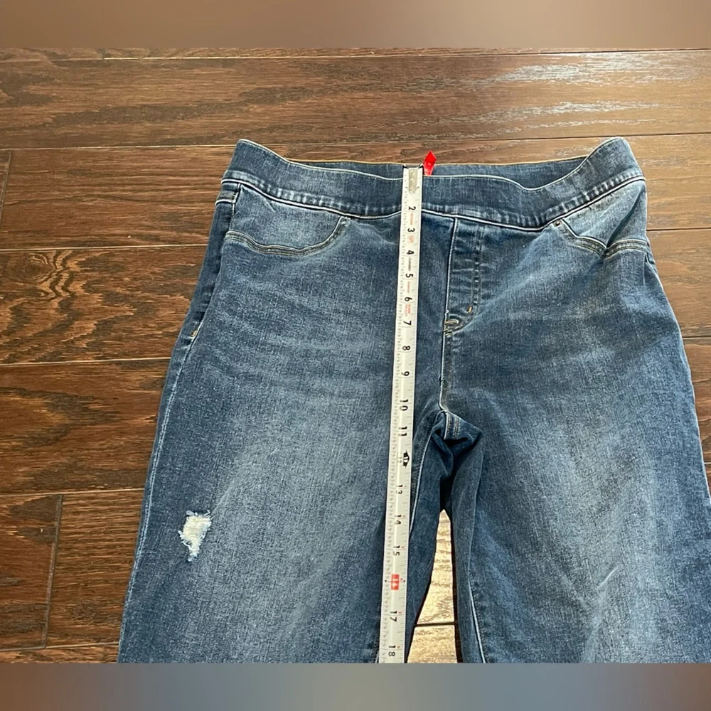 Spanx Jeans Distressed Ankle Skinny Denim Legging Raw Hem Women Size X-Large